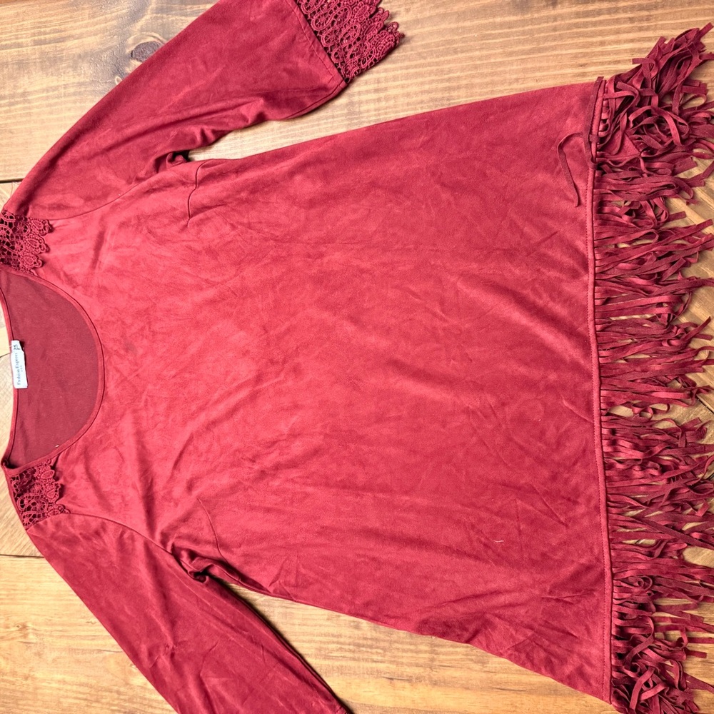 Red Fringe Tunic Dress